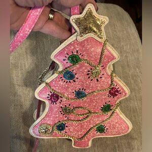 Betsy Johnson pink Christmas tree purse